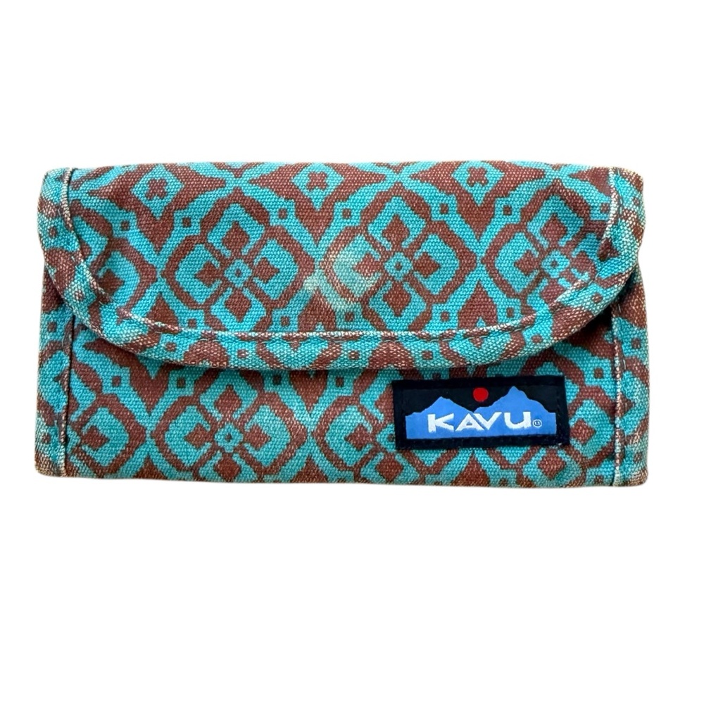 KAVU Big SpenderTri Fold Wallet‎ Women’s Brown Teal Desert Mosaic Aztec